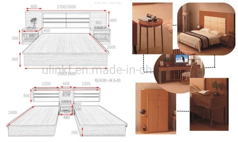 Modern Design Single Queen Bunk Classic Guest Room Hotel King Size Bed