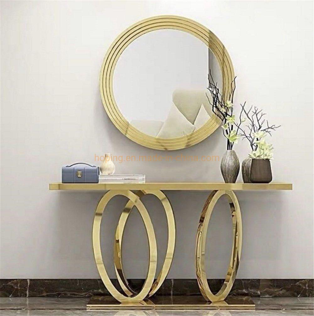 Modern Furniture Clear Tempered Glass Top Center Coffee Table Wedding Decoration Gold Stainless Steel Frame Flower Stand