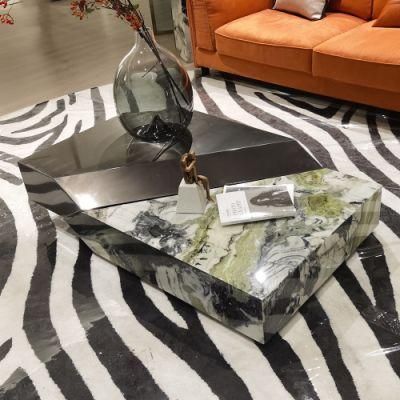 Modern Artificial Gemstone Design Stainless Steel Marble Coffee Table
