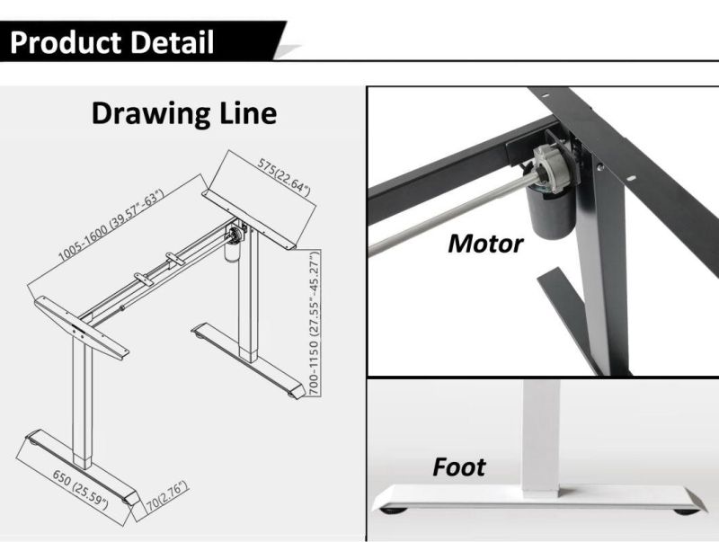 CE-EMC Certificated Frame Height Adjustable Standing up Desk