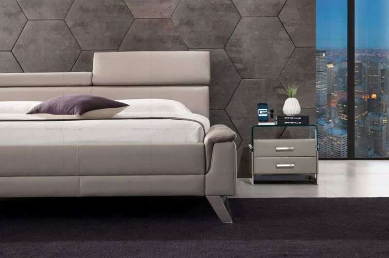 Modern Bed with Sofa Idea a Fashionable Bedroom Set with Stainless Steel Legs High Headboard