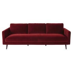 Modern Leisure Fabric Velvet Home Hotel Office Outdoor Garden Furniture Recliner Sofa for Living Room and Bedroom with Wooden Legs
