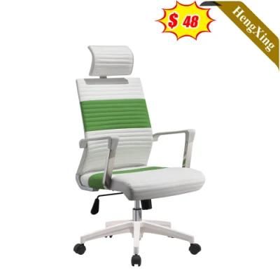 Modern Office Furniture White and Green High Density Sponge Foam PU Leather Chair with Headrest Swivel Height Adjustable Manager Boss Chair