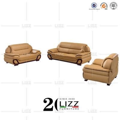 Commercial Office Modern Solid Wood Frame Sofa Set Luxury Geniue Leather Furniture Loveseat Sofa
