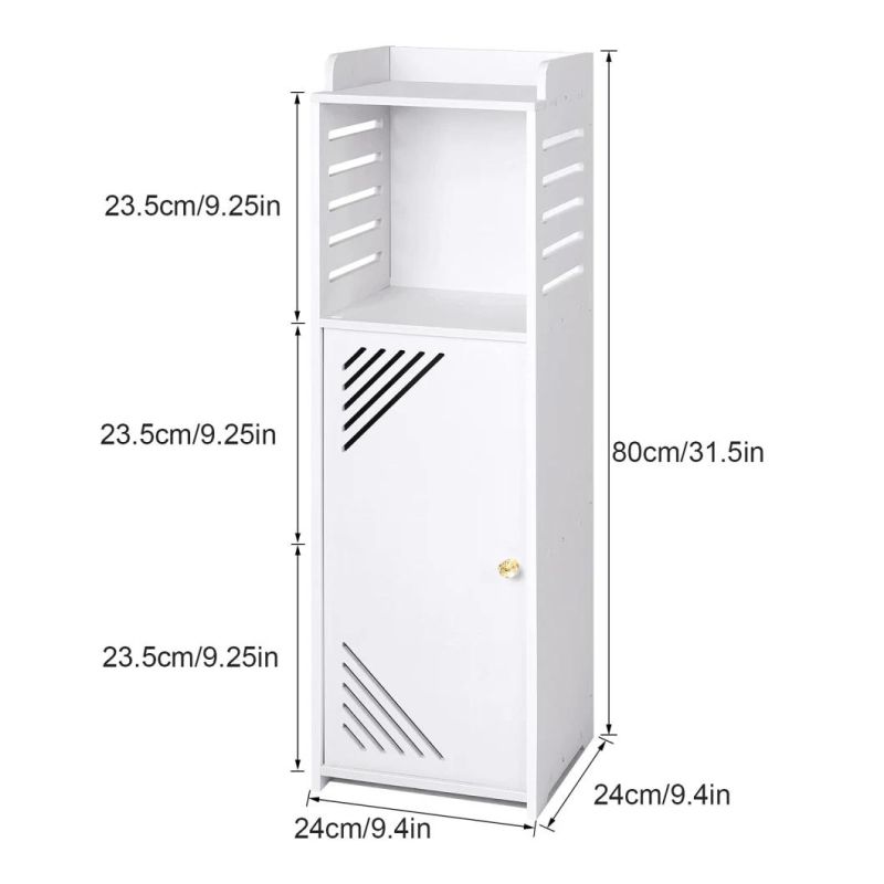 White Modern Bathroom Floor Cabinet,Free Standing Storage Cabinet with Door and Shutters,Waterproof Bathroom Furniture Cabinet for Living Room,Bedroom,Kitchen,E