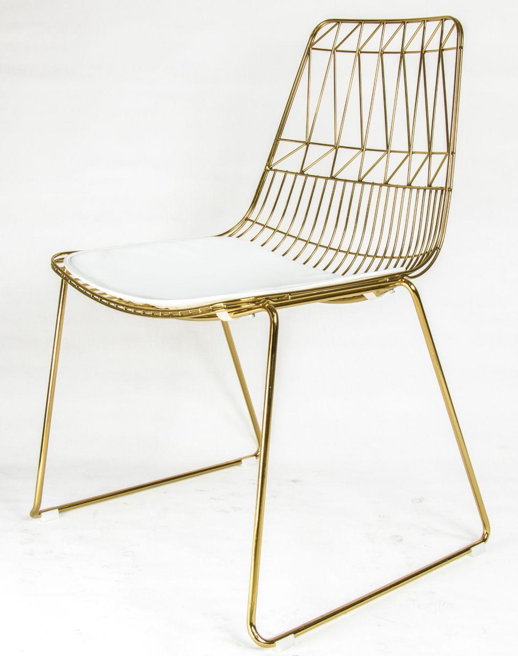 Modern Electroplating Steel Wire High Counter Ergonomic Bar Stool Chair