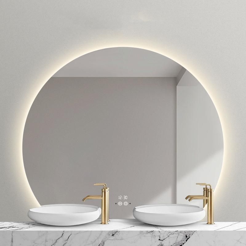 LED Bathroom Smart Mirror Large Semicircular Designer Luminous Demisting Bathroom Mirror Wall Mounted Bathroom Mirror Rectangle
