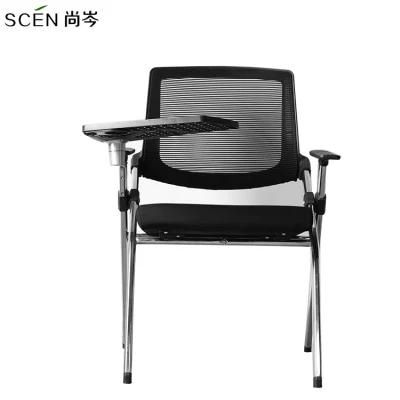 Modern Comfortable Sample Black Student Chair with Folding Writing Pad