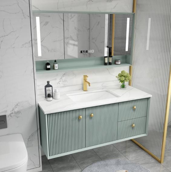 Artificial Stone Countertop Red Rubber Veneer Bathroom Cabinet Combined Desktop Basin Intelligent Mirror Wash Basin Cabinet Wash Basin