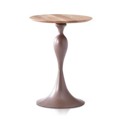 Jx134, Side Table, Solid Wood Top, Metal Base, Home and Hotel Furniture Customization
