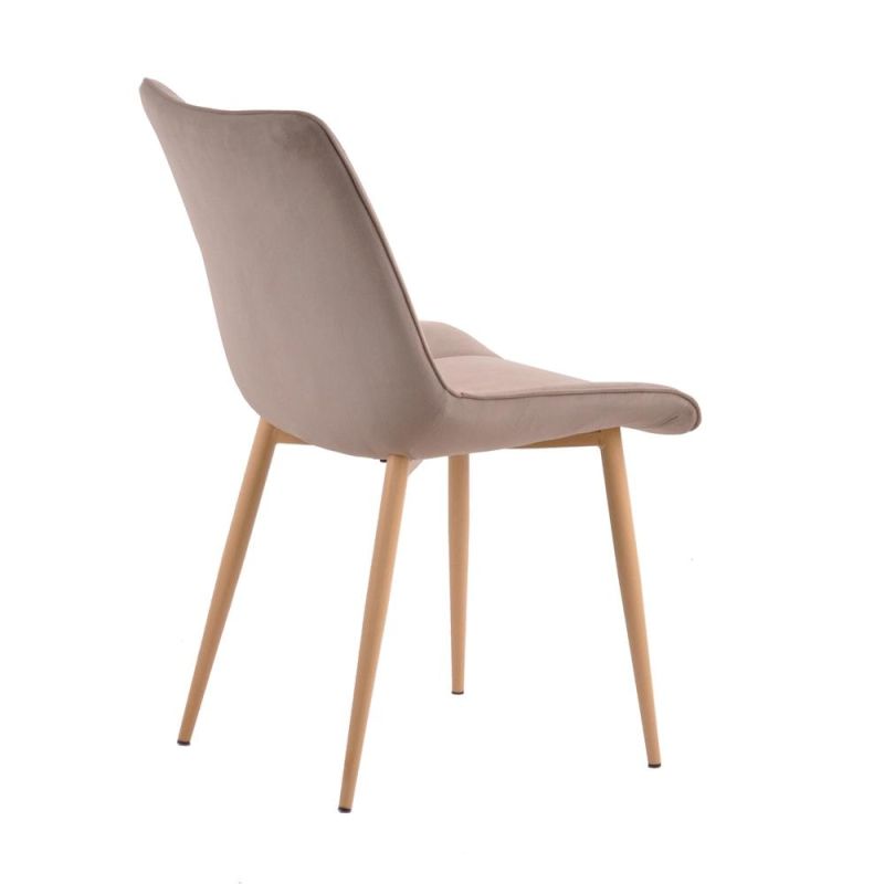 Simple Velvet Fabric Wooden Design Soft and Comfortable Dining Chair