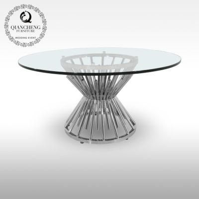 Home Furniture Modern Design Glass Top Stainless Steel Coffee Table