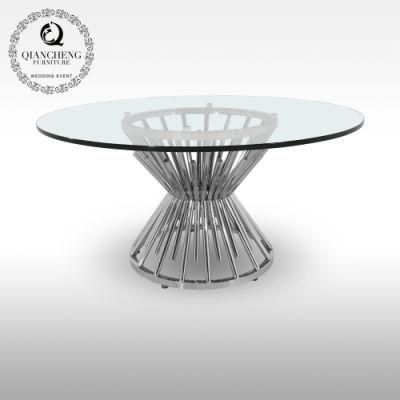 Home Furniture Modern Design Glass Top Stainless Steel Coffee Table
