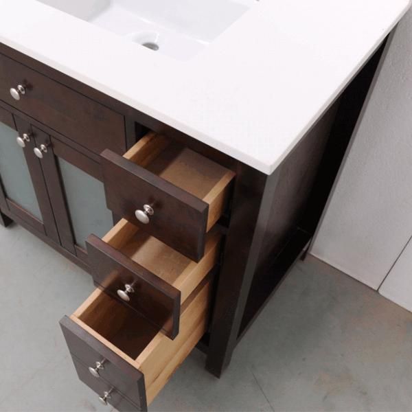 China Factory Wholesale Solidwood and Plywood Bathroom Cabinet with Side Cabinet