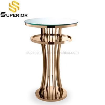 Hot Sale Wedding Furniture Metal Rose Gold Bar Table