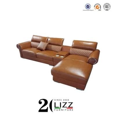 Modern Living Room Furniture Soft Genuine Leather Sofa Set