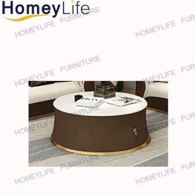Newest Marble Top Gold Metal Base Dining Coffee Table for Home Furniture