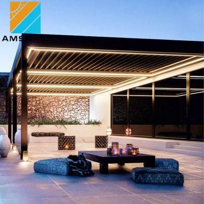 Modern Design Outdoor Arches Bioclimatic Aluminium Pergola Automatic Patio Gazebo Opening Louvred Roof