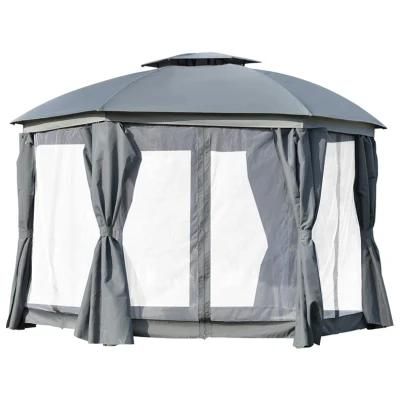 Deluxe Modern Furniture Patio Double-Tier Roof Gazebo with Mosquito Netting
