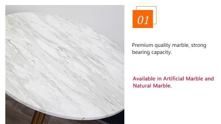 Restaurant Modern Luxury Round White Marble Top Dining Table