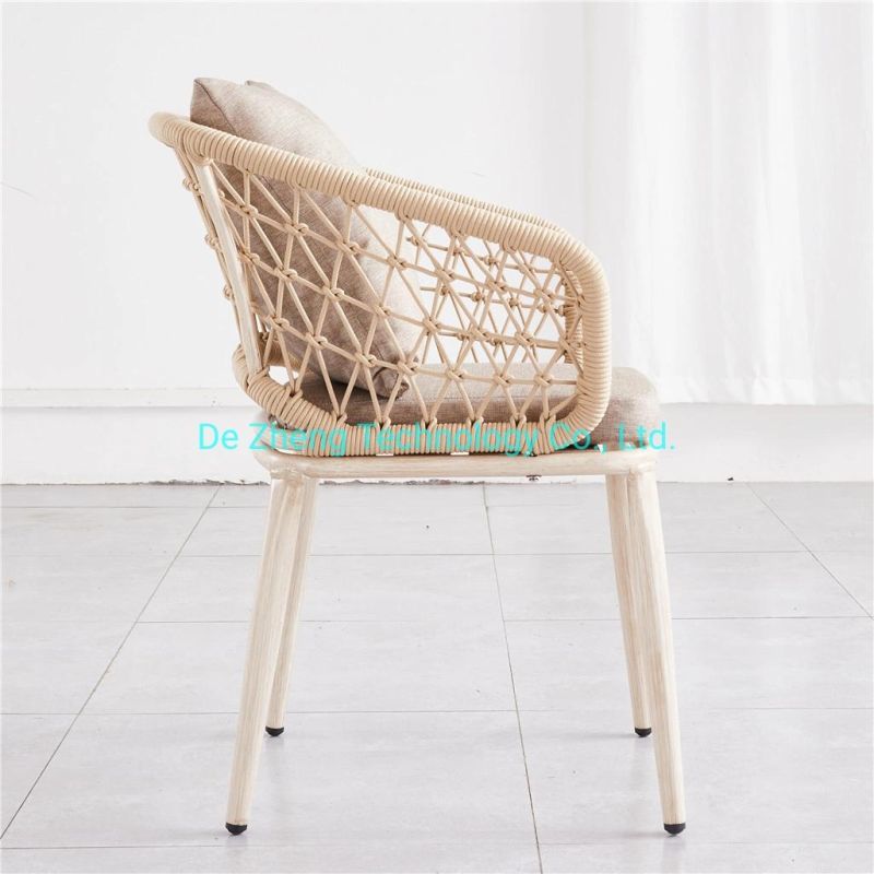 Indoor and Outdoor Modern Furniture Design Leisure Rope Arm Aluminum Cafe Furniture House Aluminum Rope Restaurant Furniture