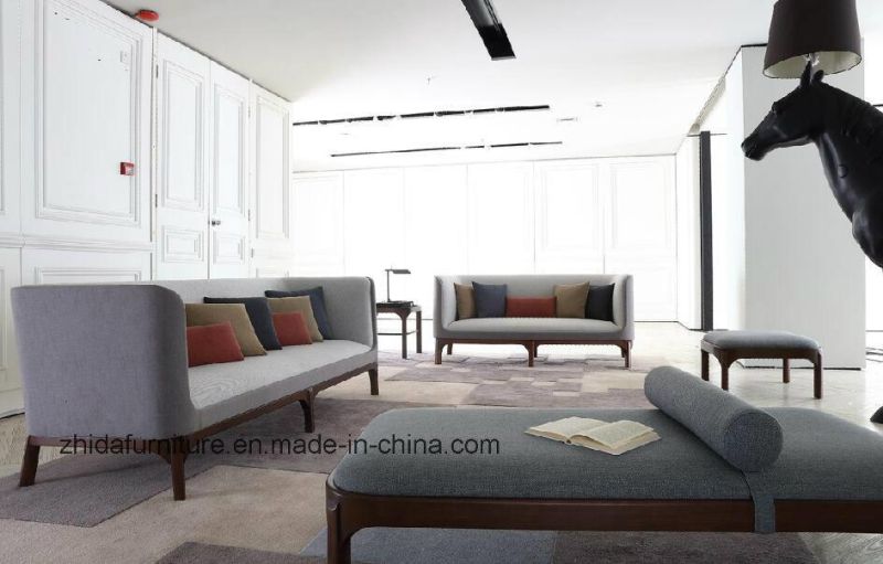 European Modern Classics Gray Fabric Wing Sofa (MS1602)