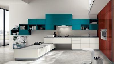 Modern Style Blue Home Furniture Blum Hardware High Gloss Lacquer Kitchen Cabinets