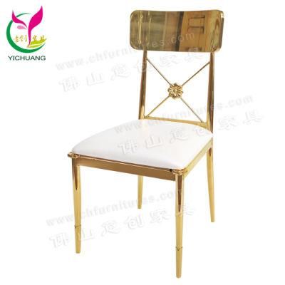 Ycx-Ss57 Foshan Modern Gold Tube White Dining Stainless Steel Wedding Chairs