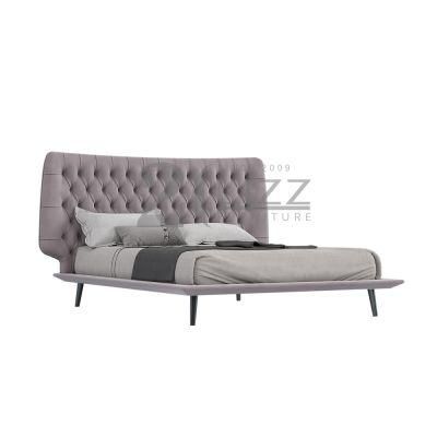 New Hot Sale Bedroom Furniture Modern Home Platform Fabric King Size Bed Set with Tufted Buttons