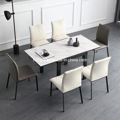 Modern Hardware Functional Home Kitchen Furniture Square Marble Extendable Dining Table