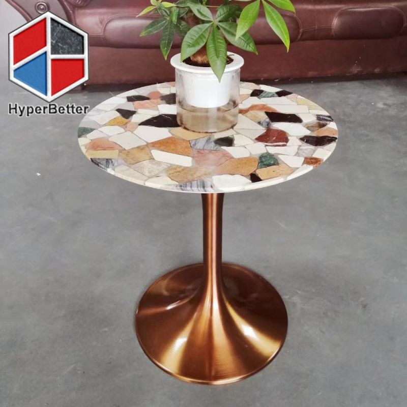 Natural White and Black Marble Cafe Table Two Colors Cafe Table