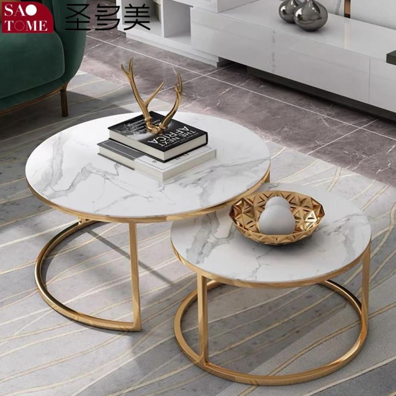 Modern Hot Sale Living Room Furniture Stainless Steel Frame Slate/Marble Coffee Table