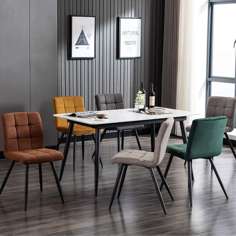 2022 Hot Sale Different Colors Optional Velvet Fabric Dining Chair with Metal Tube Legs