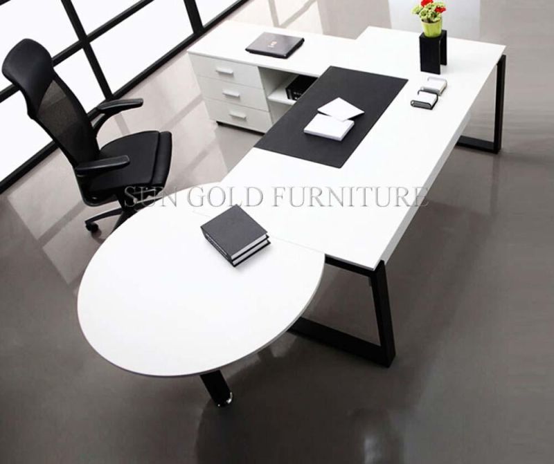 Modern White Simple High Quality Manager Executive with Vice Round Table Office Desk (SZ-OD330)