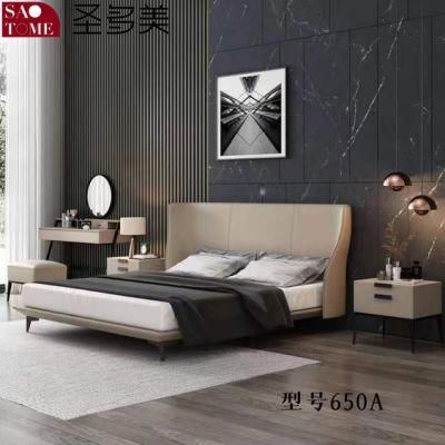 Home Furniture King Size Modern Luxury Warm White West Leather Bed