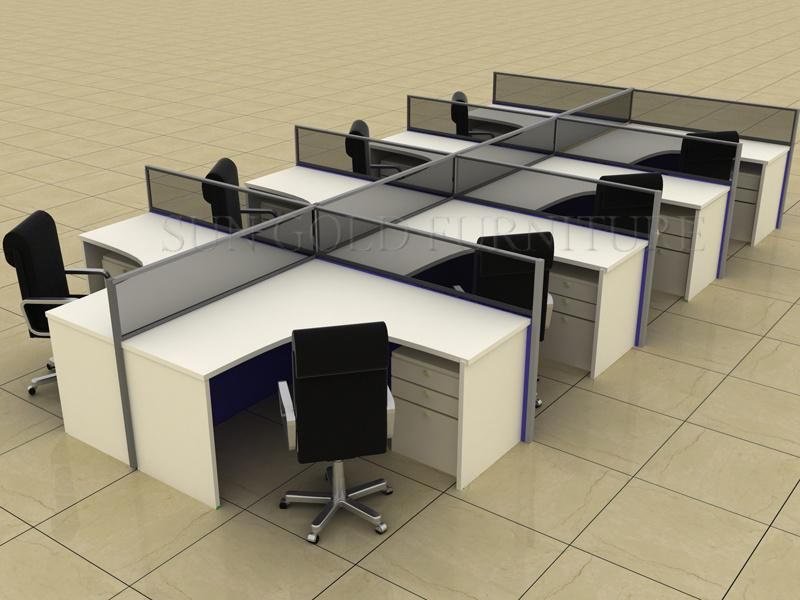 Modern L Shape Wooden Office Table Workstation Partition (SZ-WST758)