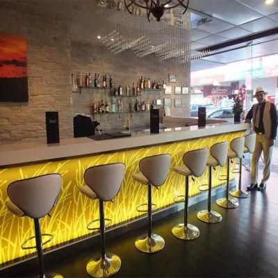 Artificial Marble Stone Restaurant LED Large Bar Counter for Sale