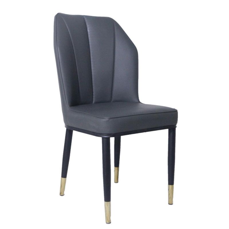 Modern Leather Dining Chair for Restaurant and Hotel Metal Legs Living Room Furniture Coffee Shop Chair