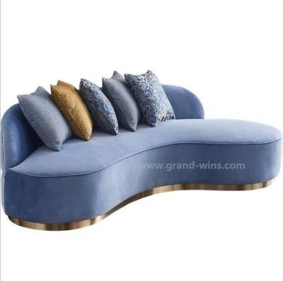 French Furniture Style Sofa Velvet Moon Shaped Elegant Irregular Sofa Set Hotel Furniture Designs Modern L Shape Sofa