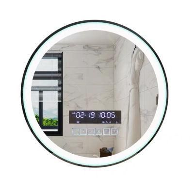 Customizable Diameter 80 Double Touch Screen/Light/Defogging/Time Temperature/Frameless Wall Mounted Bathroom Smart LED Mirror