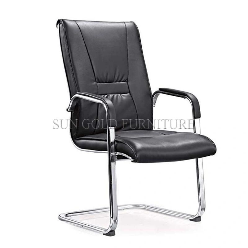 Middle Back Cheap Black Leather Visitor Office Chair (SZ-OC138)