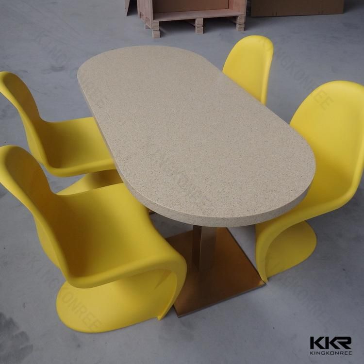 Glacier White Resin Stone Rectangular Food Court Dining Table