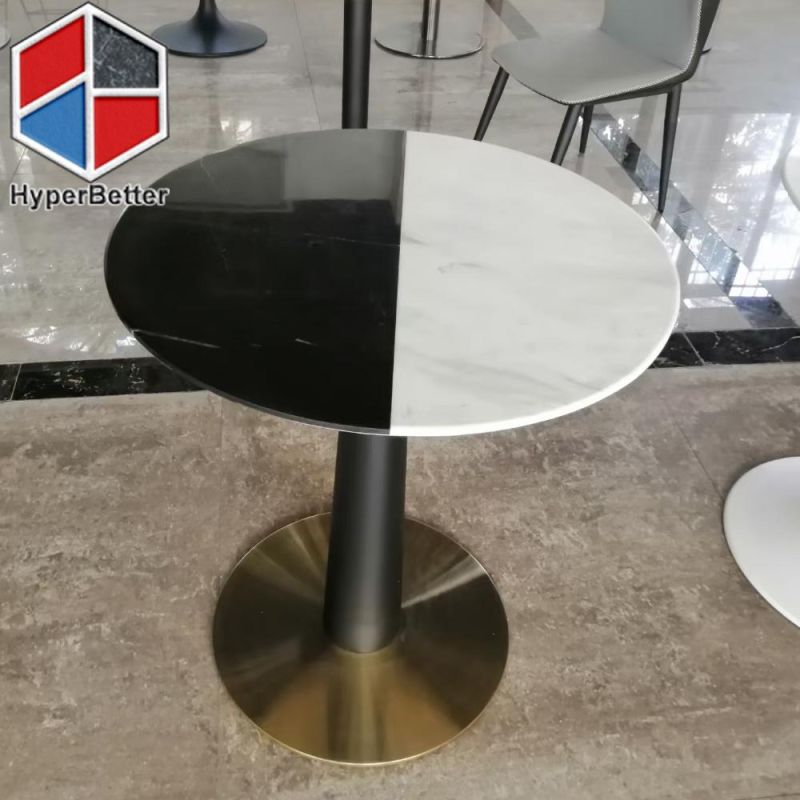 Natural White and Black Marble Cafe Table Two Colors Cafe Table