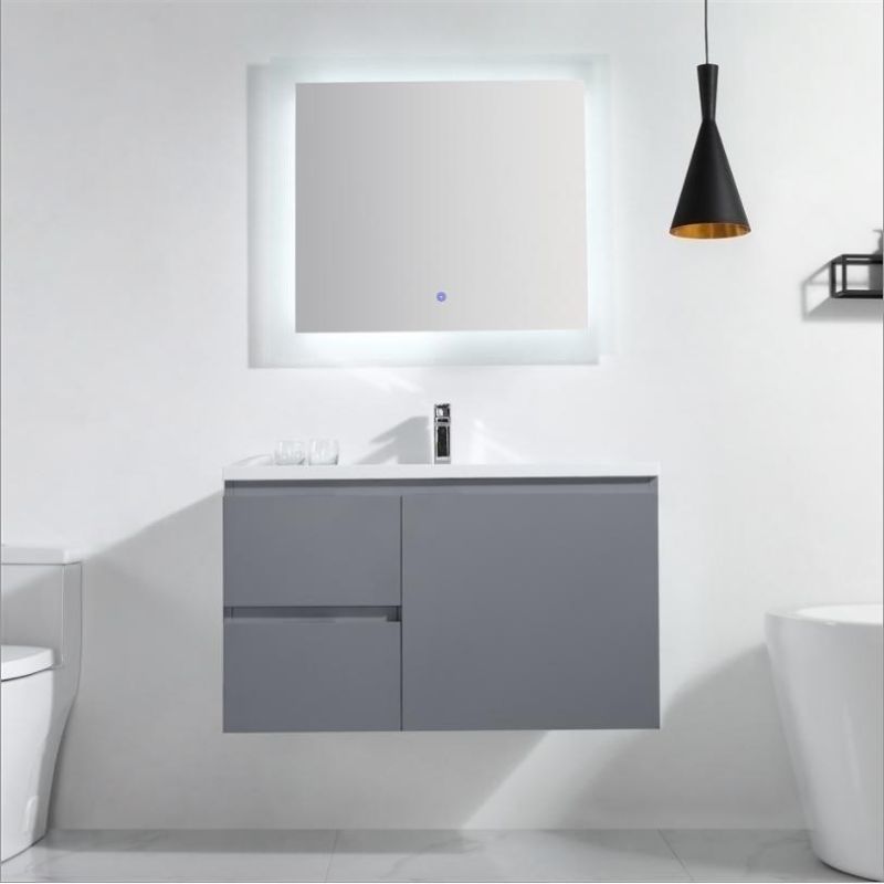 Modern Style White PVC Bathroom Vanity with Single Sink & Simple Hingers Bathromm Cabinet