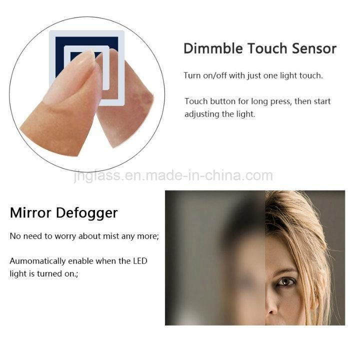 Hot Sale Frameless Touch Sensor Bathroom Lighted Mirror for Hotel Project