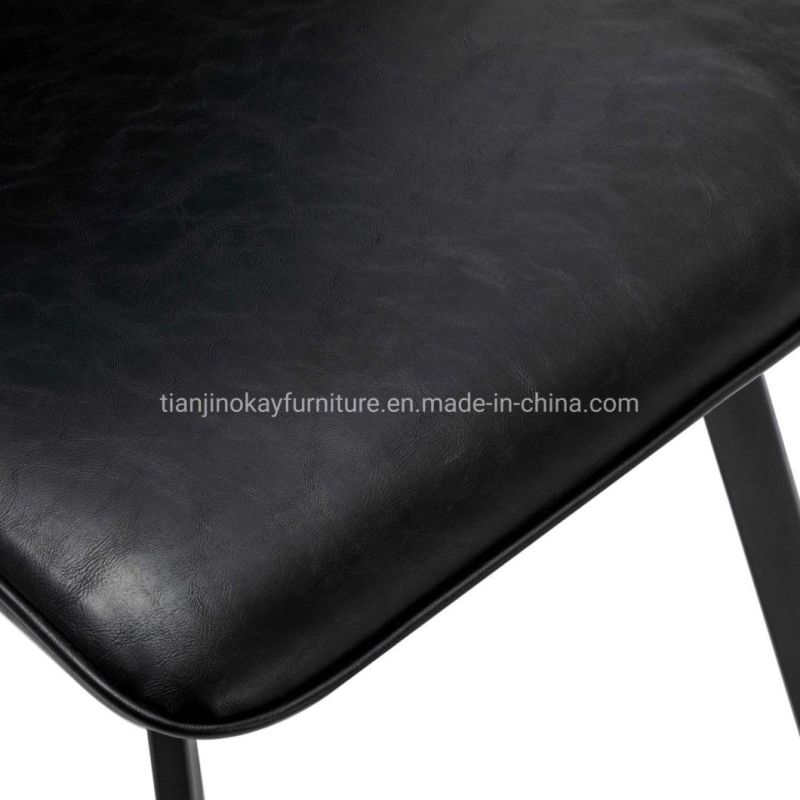 Chinese Home Furniture Powder Metal Black Dining Room Cowboy Fabric Chair Metal Powder Coated Legs Dining Chairs