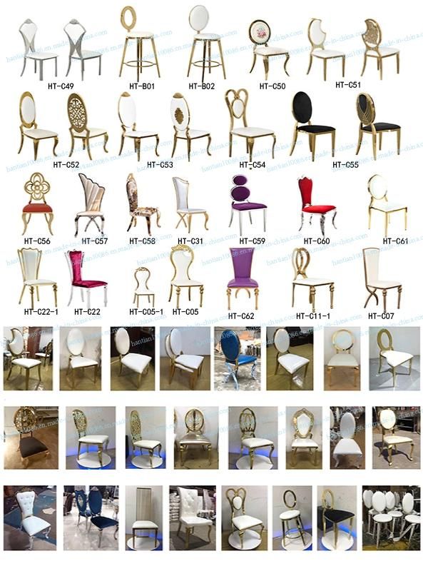 Best Selling Baby Blue Leather Gold Stainless Steel Banquet Party Wedding Event Chair