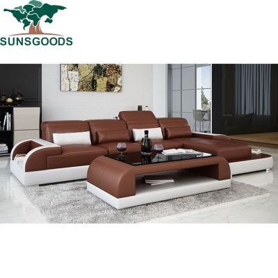 European Italy U Shape Home Modern Leisure Comfortable Chaise Living Room Furniture Leather Sofa