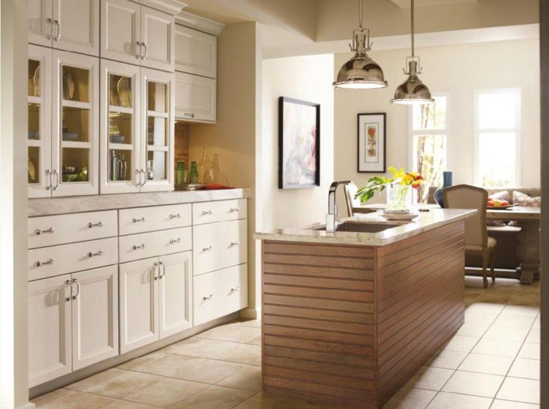 2021 North American Modern Shake Door Kitchen Cabinets with Island
