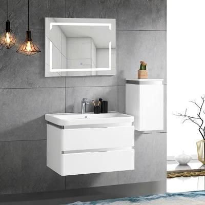 2021 China Modern White Mirror Cabinet Bathroom Vanity Toilet Furniture Bathroom Cabinet with Ceramic Wash Sink